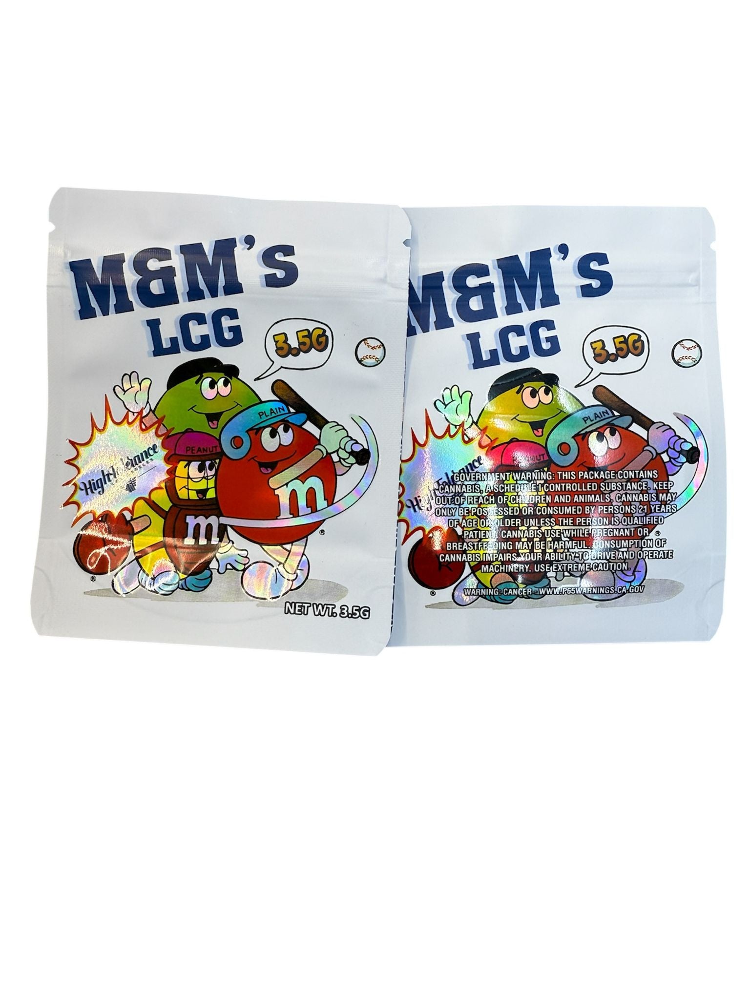 50 M&M's LCG 3.5-gram empty Mylar bags