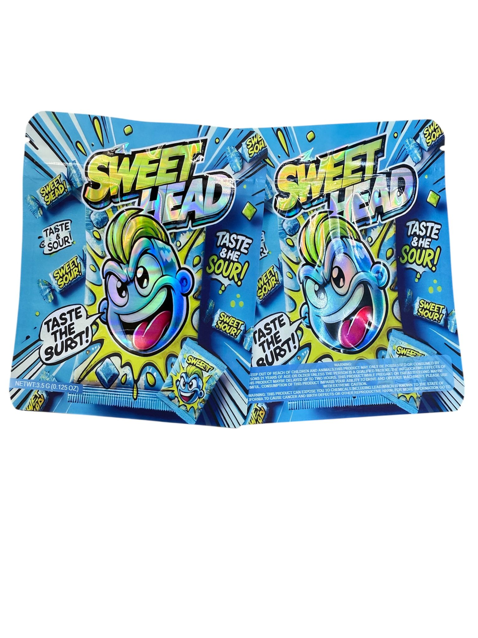 50 Sweet Head 3.5-gram empty Mylar bags