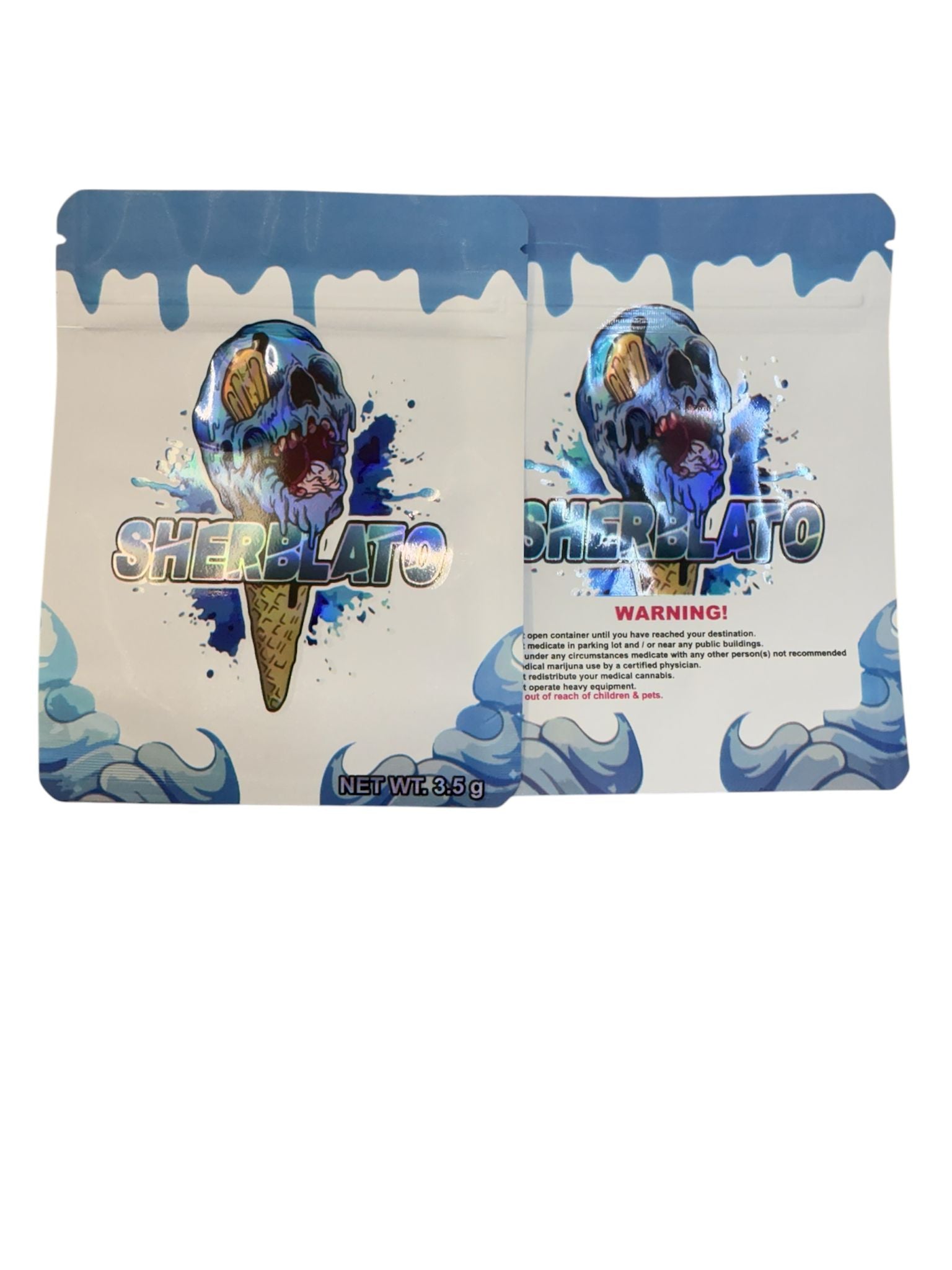 50 Sherblato 3.5-gram empty Mylar bags