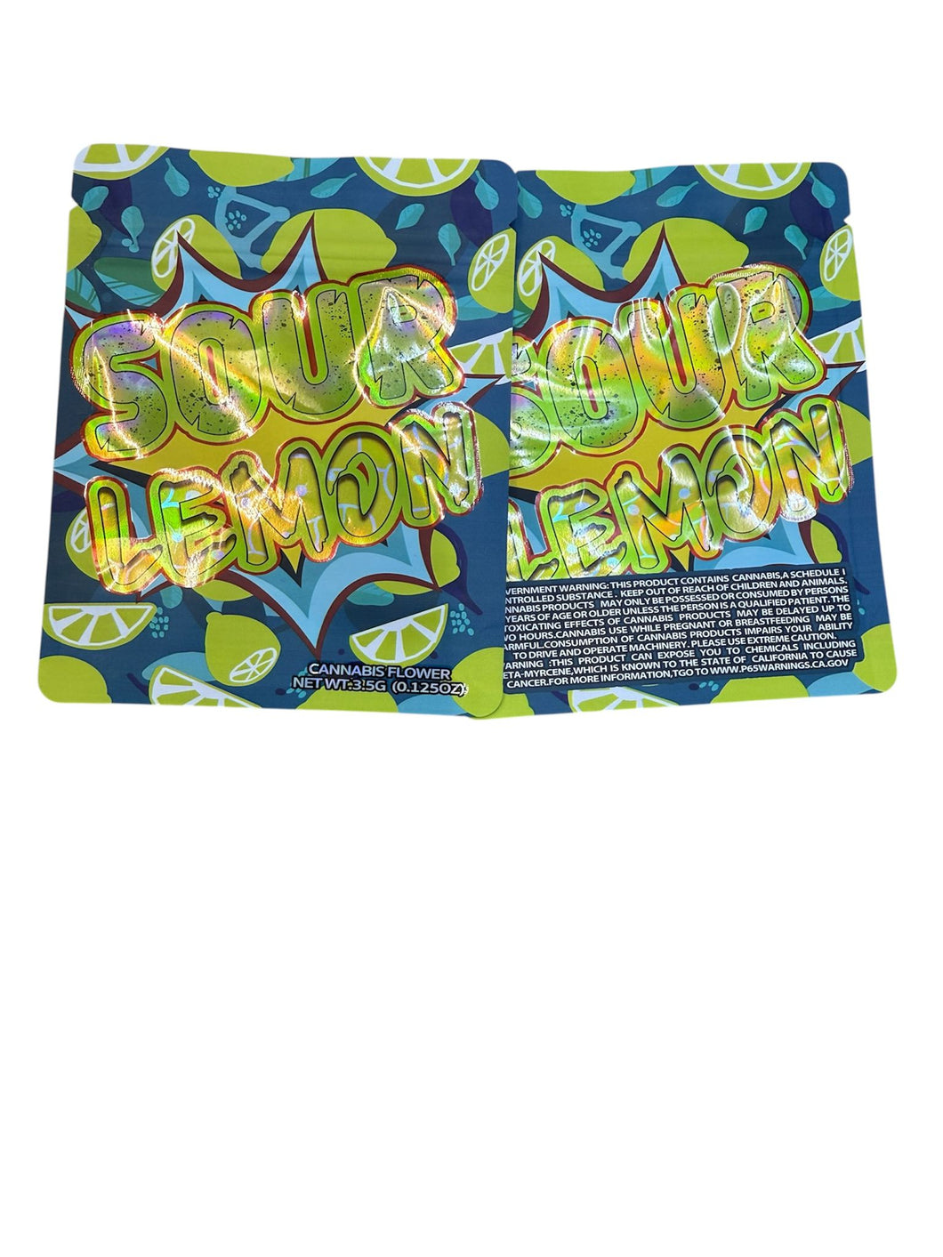 50 Sour Lemon 3.5-gram empty Mylar bags