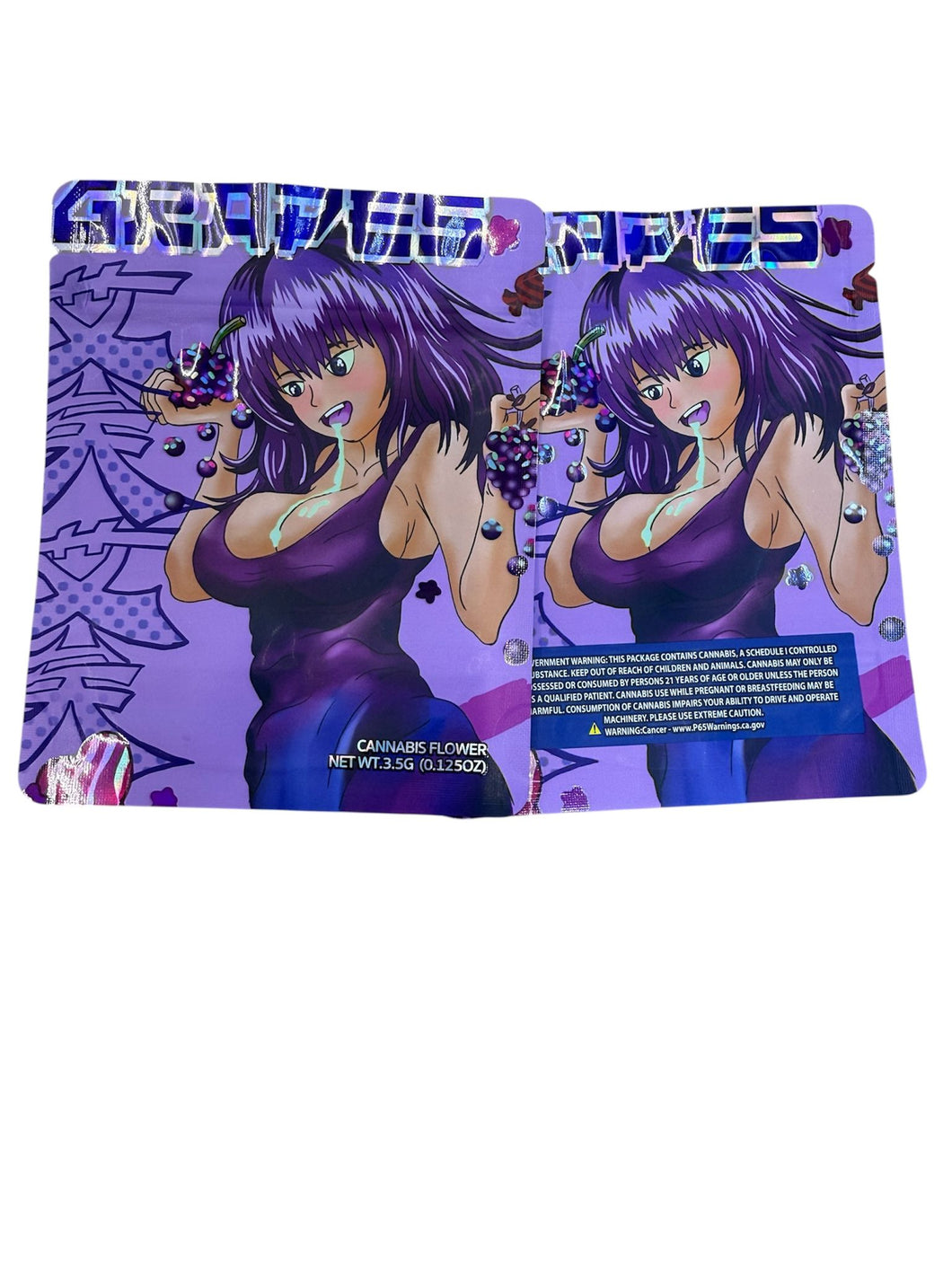 50 Grapes 3.5-gram empty Mylar bags