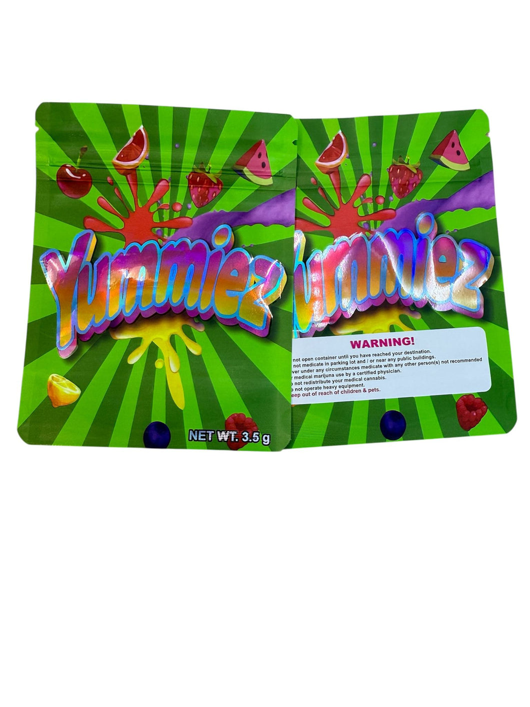 50 Yummiez 3.5-gram empty Mylar bags