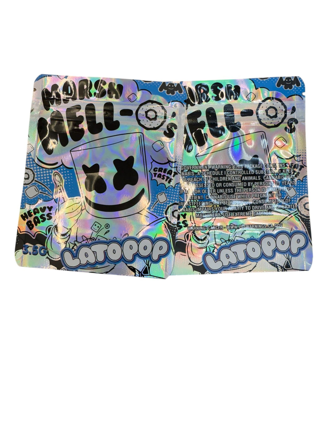50 Marsh Mell-O’s Latopop  3.5-gram empty Mylar bags