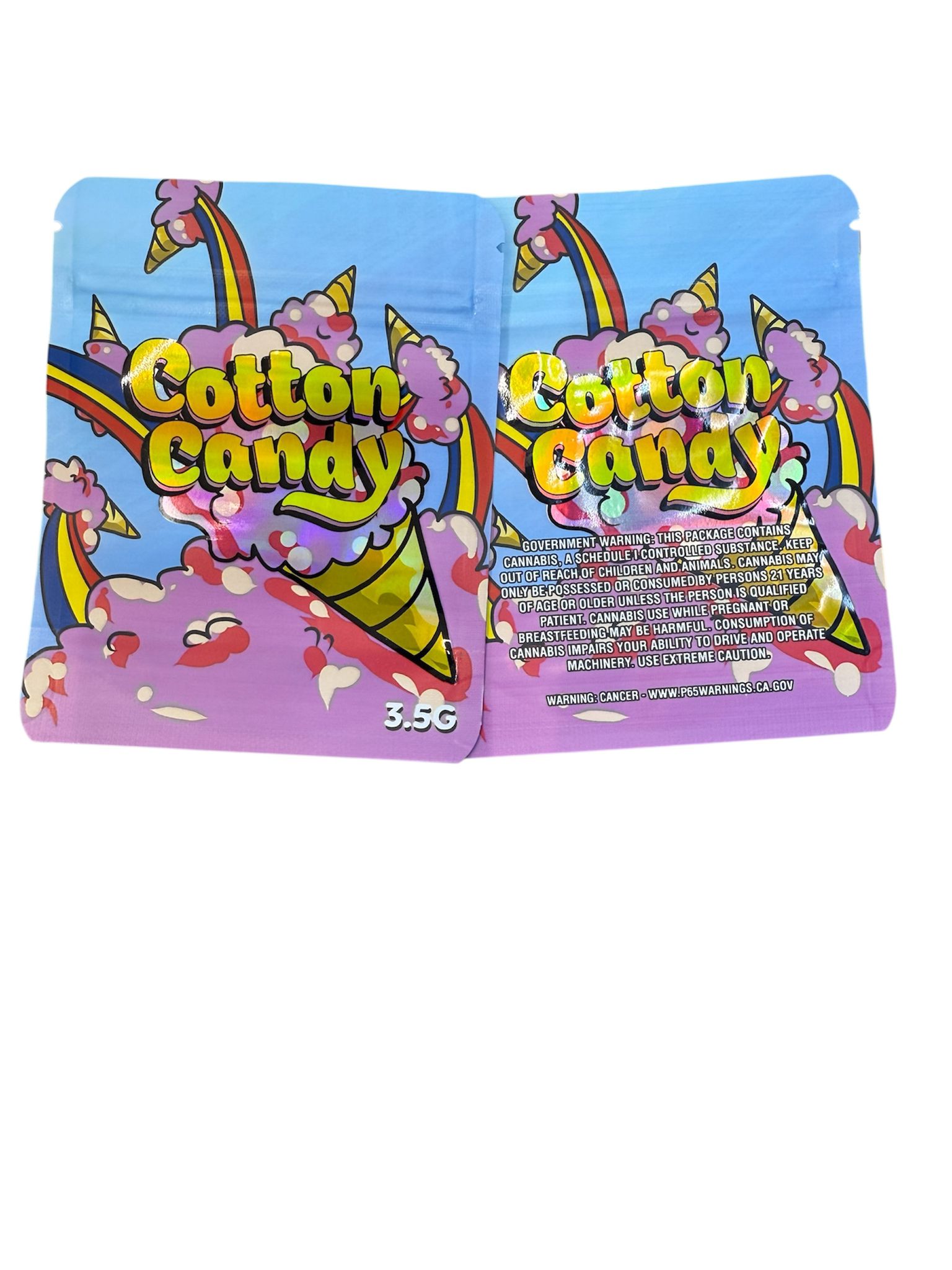 50 Cotton Candy 3.5-gram empty Mylar bags