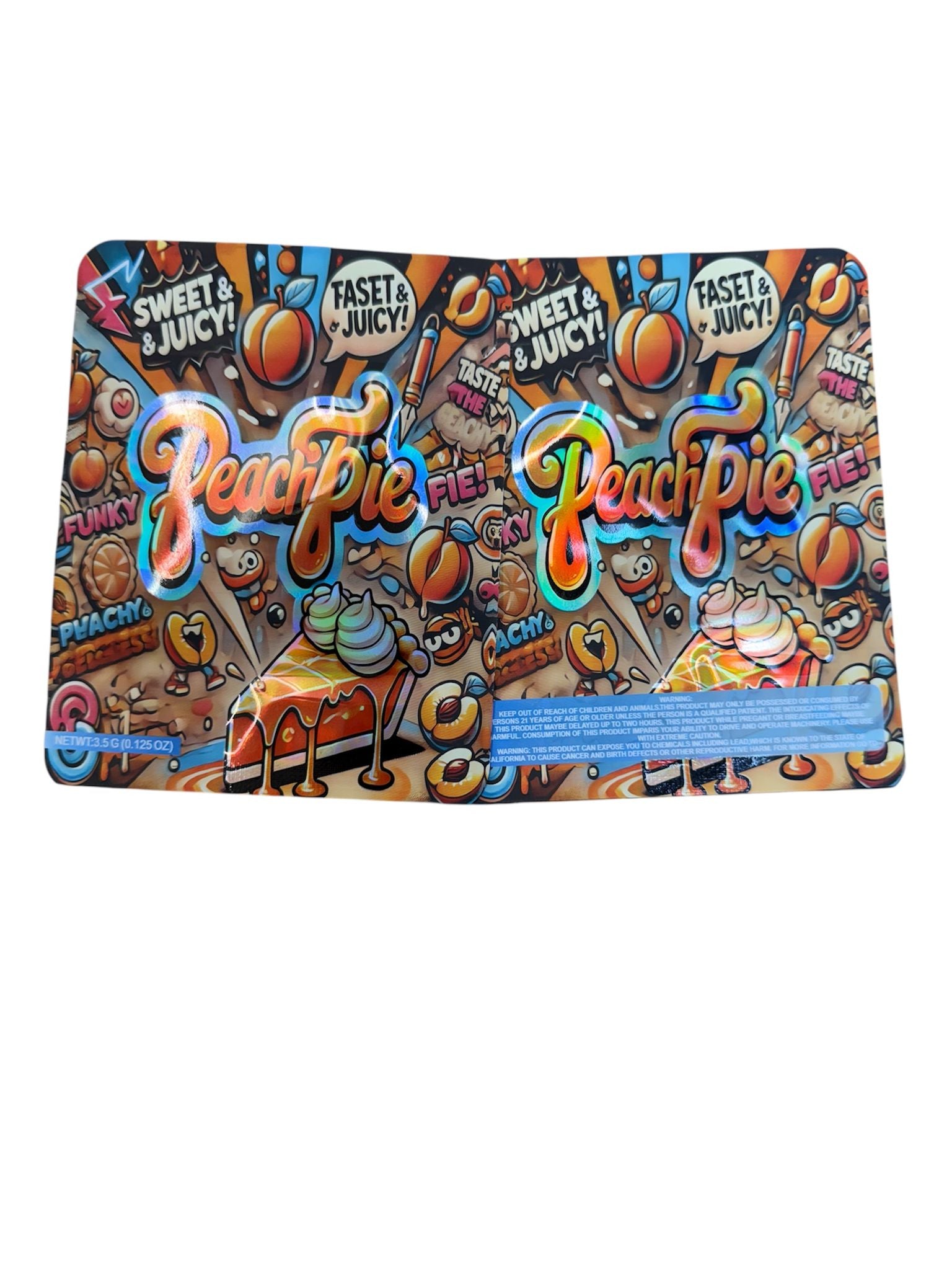 50 Peach Pie 3.5-gram empty Mylar bags