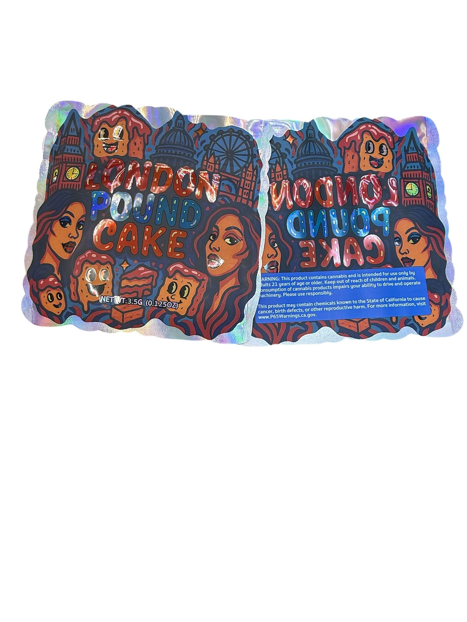 50 London Pound Cake 3.5-gram empty Mylar bags