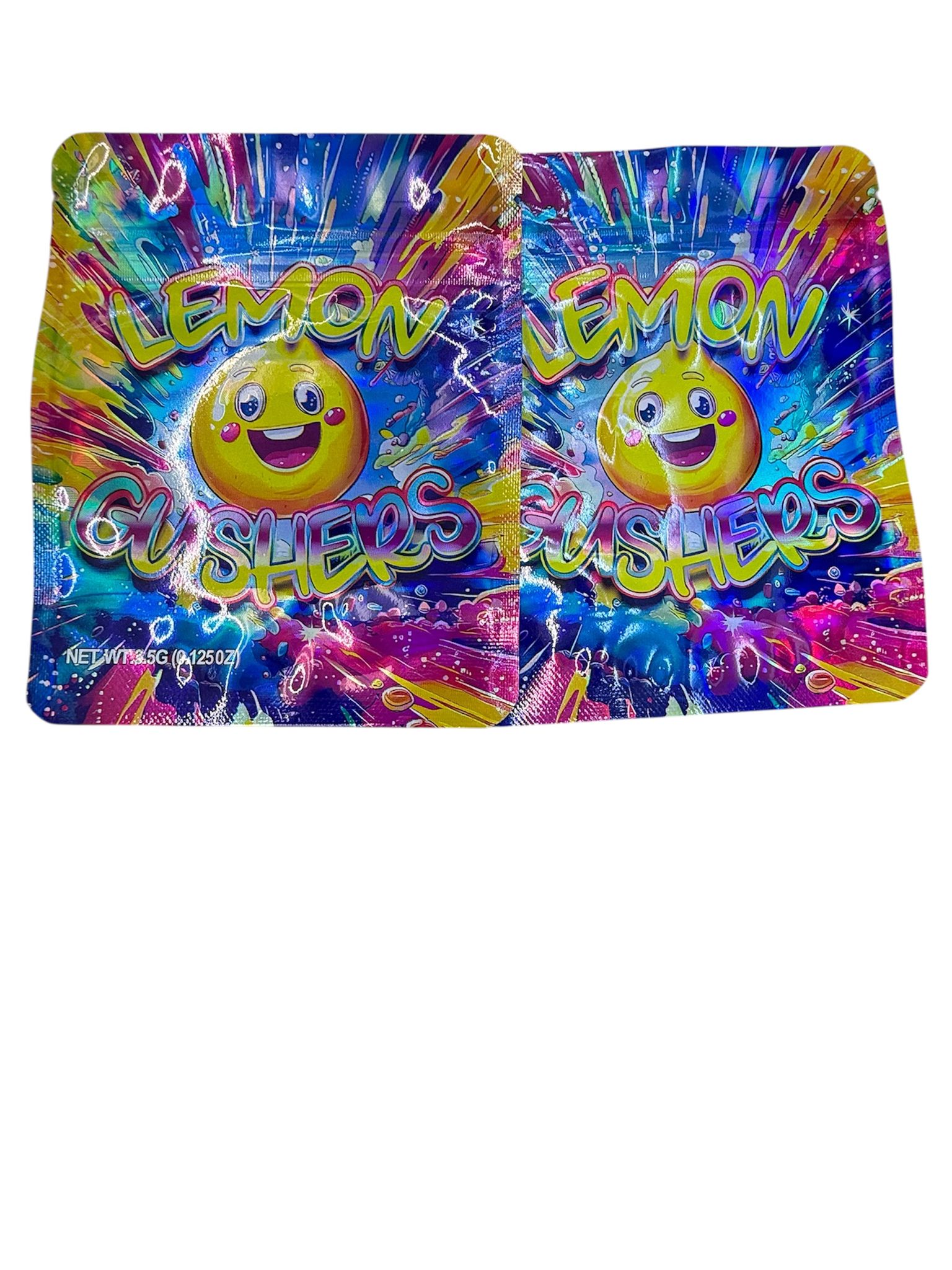 50 Lemon Gushers 3.5-gram empty Mylar bags