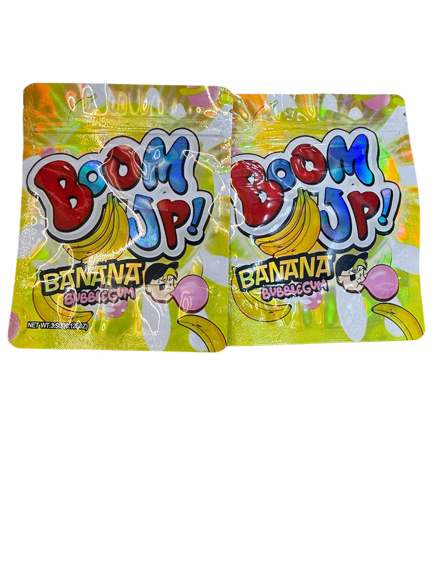 50 Boom Up Banana Bubblegum 3.5-gram empty Mylar bags