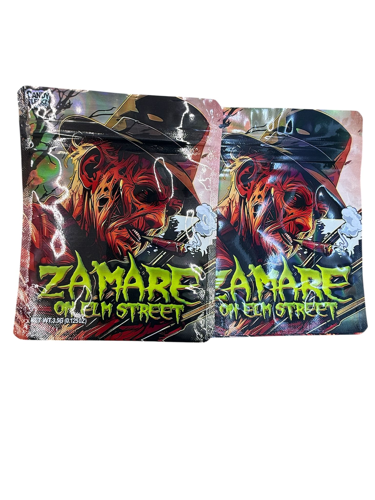 50 Zamare on ELM Street 3.5-gram empty Mylar bags