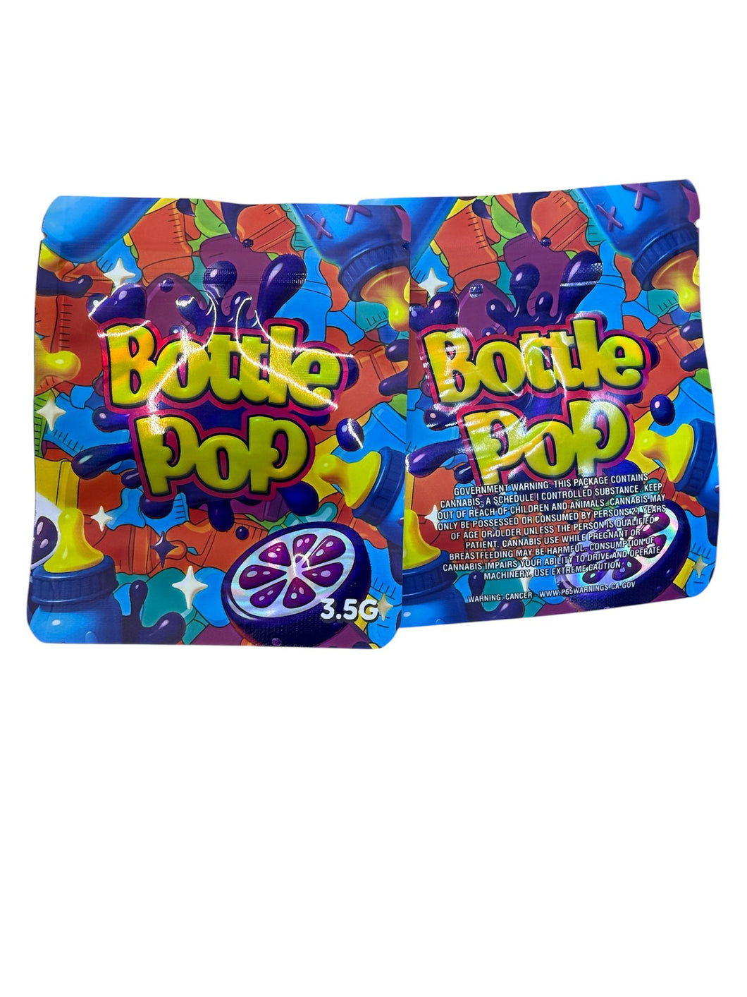 50 Bottle Pop  3.5-gram empty Mylar bags