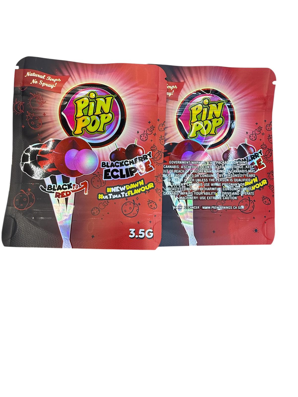 50 Pin Pop Black Cherry Eclipse 3.5-gram empty Mylar bags