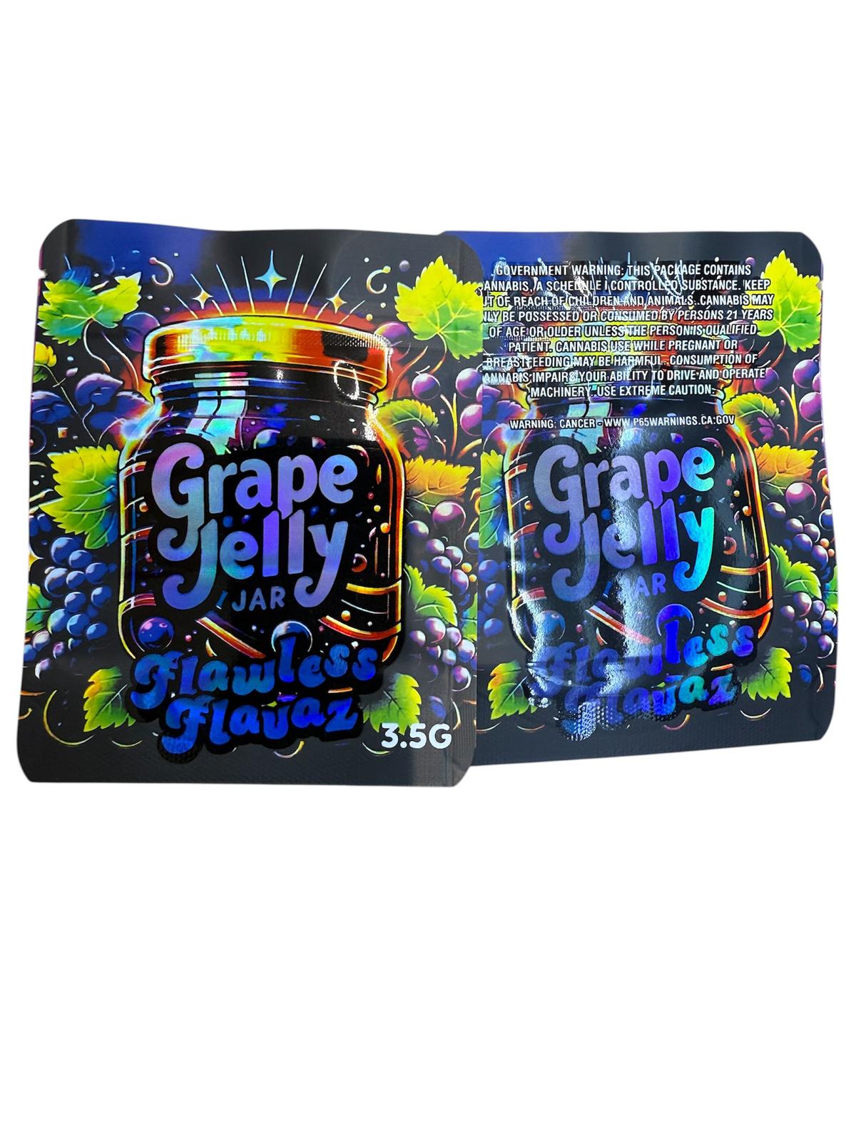50 Grape Jelly Jar Flawless Flavaz 3.5-gram empty Mylar bags