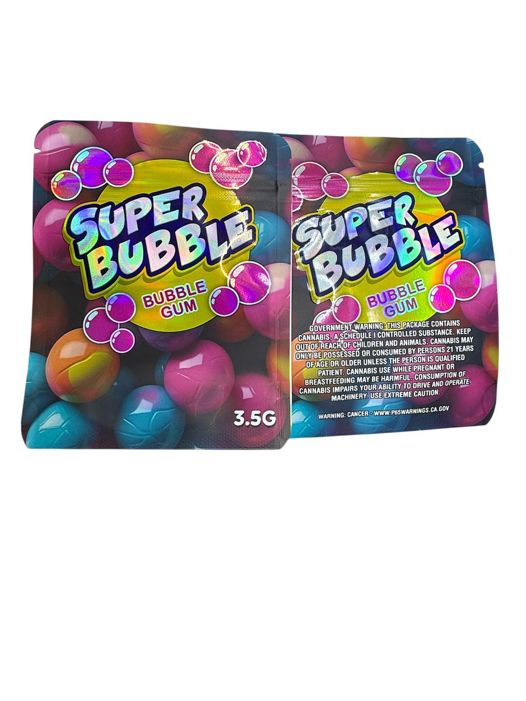 50 Super Bubble-Bubble Gum 3.5-gram empty Mylar bags