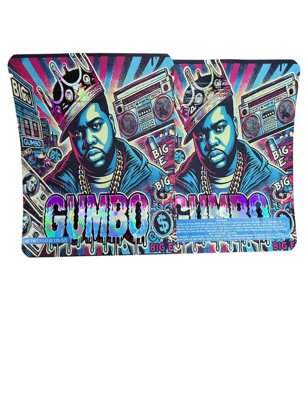 50 Gumbo Big E 3.5-gram empty Mylar bags