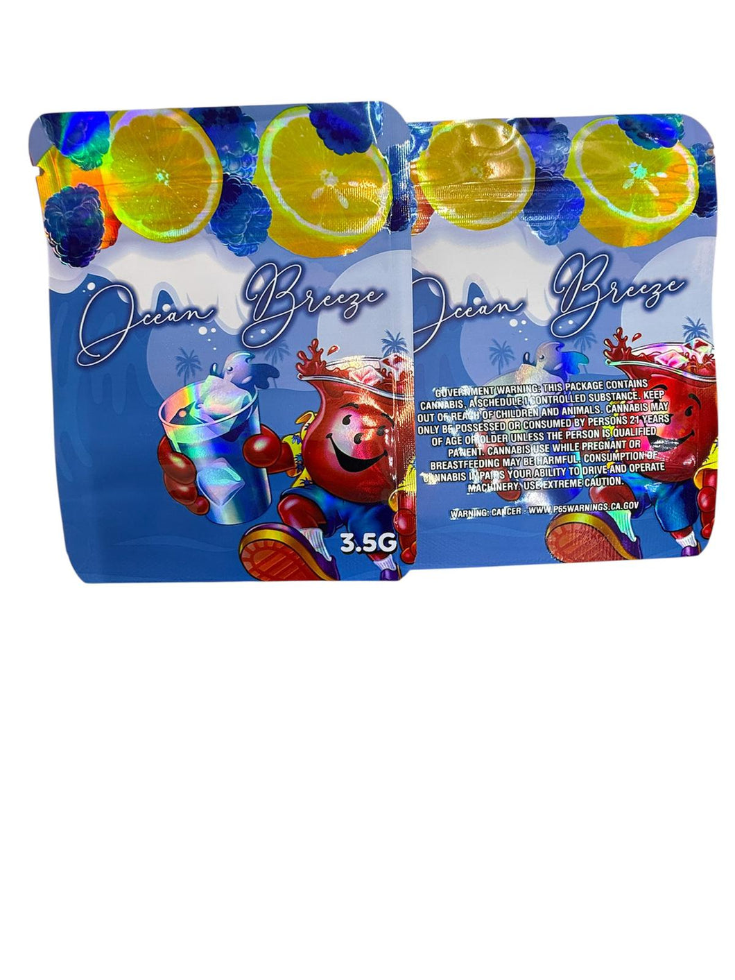 50 Ocean Breeze 3.5-gram empty Mylar bags