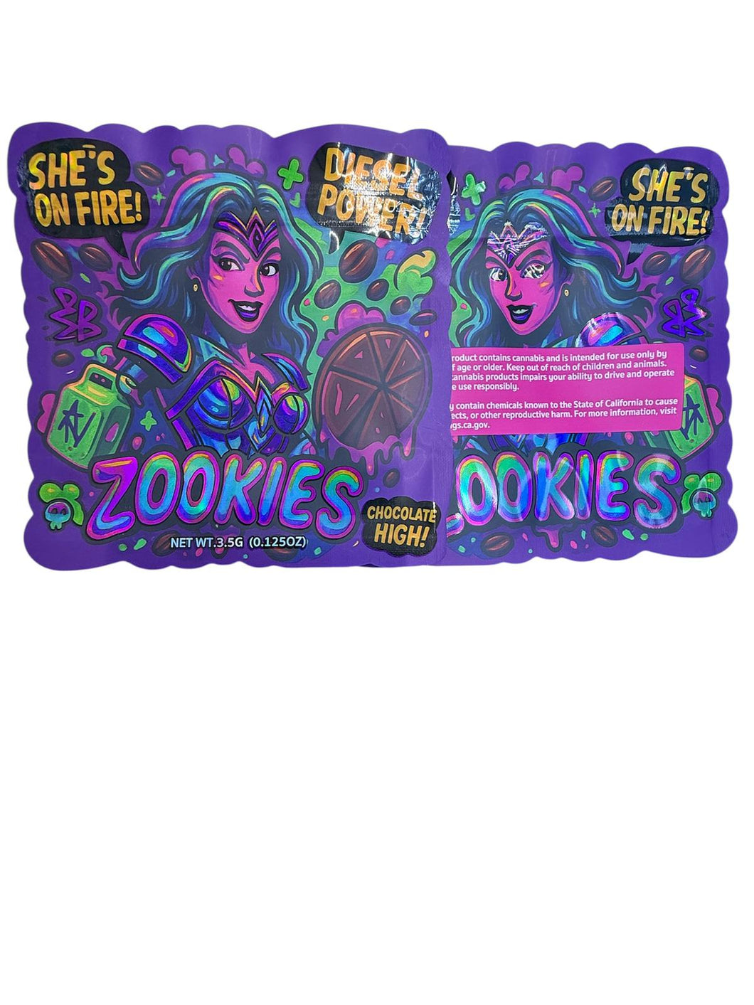 50 Zookies Chocolate High 3.5-gram empty Mylar bags