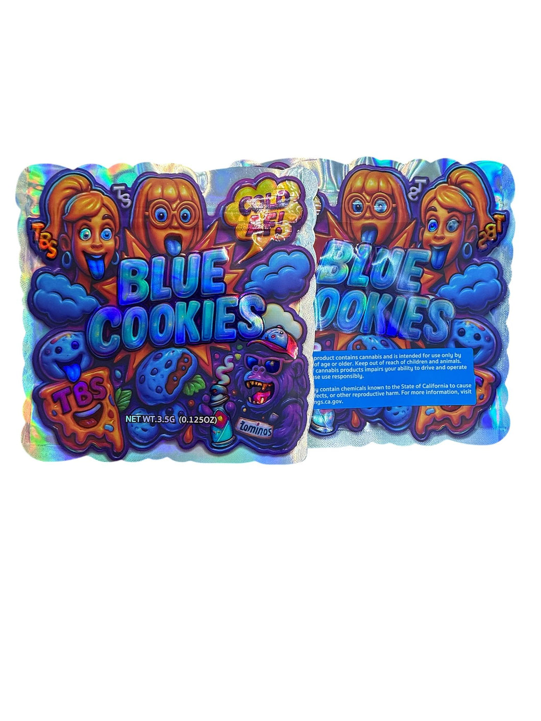 50 Blue Cookies 3.5-gram empty Mylar bags