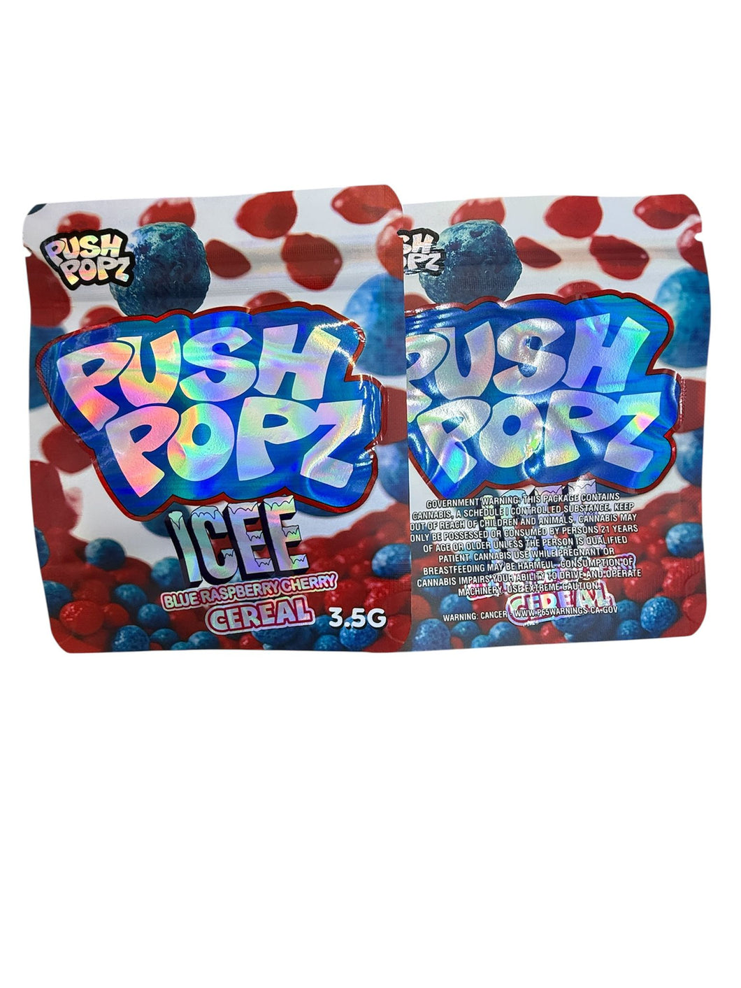 50 Push Popz Icee 3.5-gram empty Mylar bags
