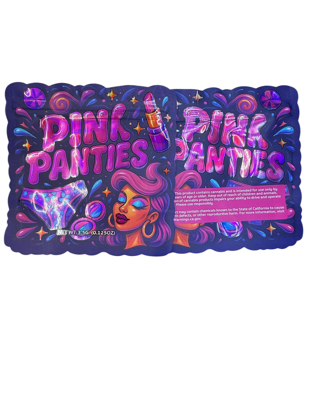 50 Pink Panties 3.5-gram empty Mylar bags