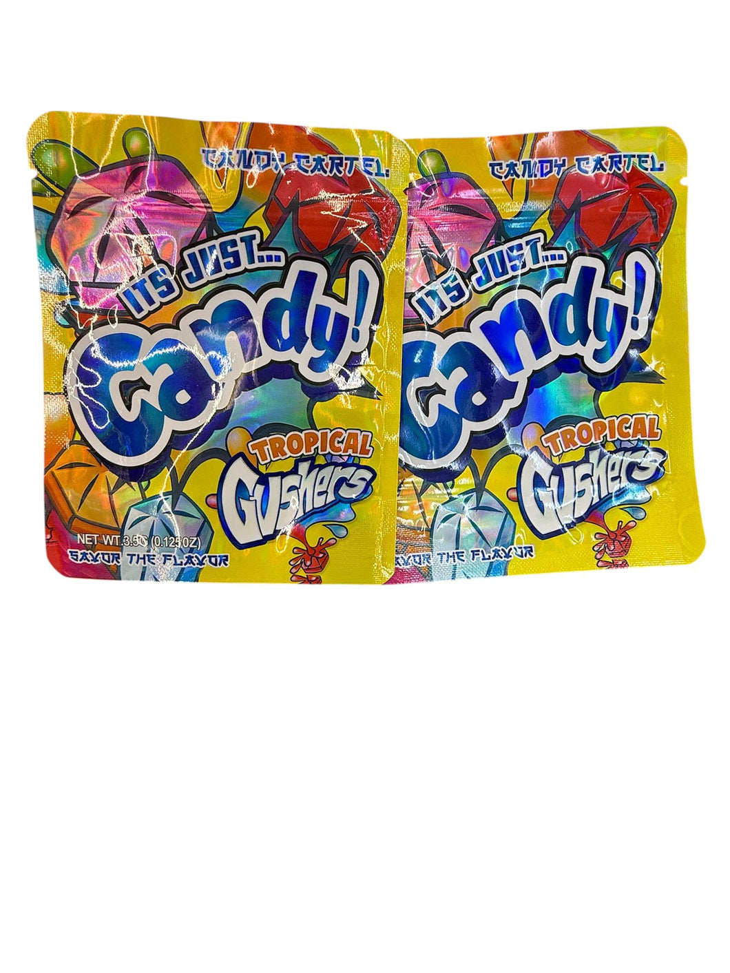 50 Candy Tropical Gushers 3.5-gram empty Mylar bags