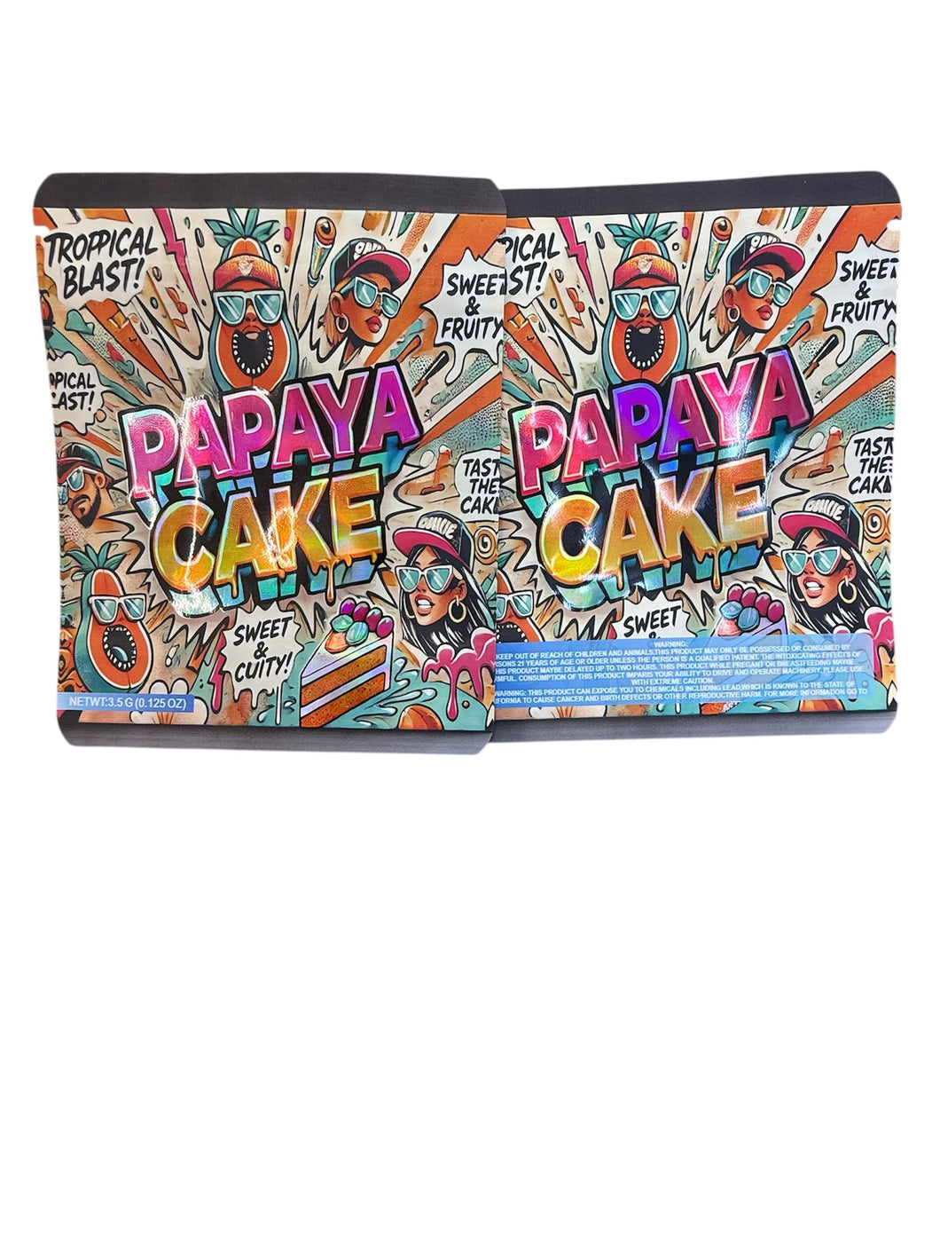 50 Papaya Cake 3.5-gram empty Mylar bags