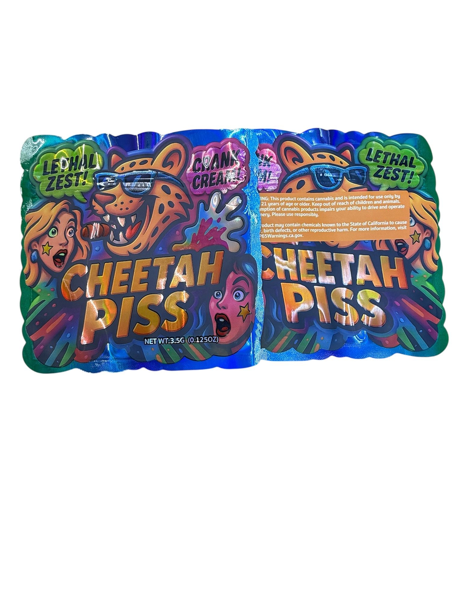 50 Cheetah Piss 3.5-gram empty Mylar bags