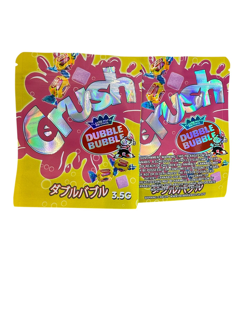 50 Crush Dubble Bubble 3.5-gram empty Mylar bags
