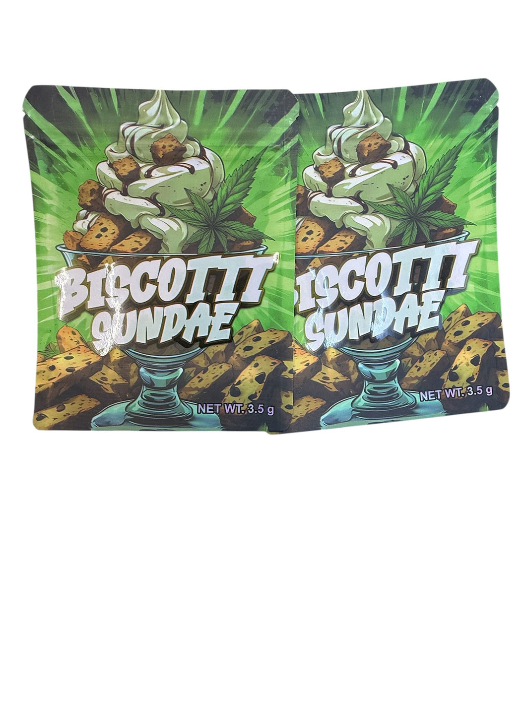50 Biscotti Sundae 3.5-gram empty Mylar bags
