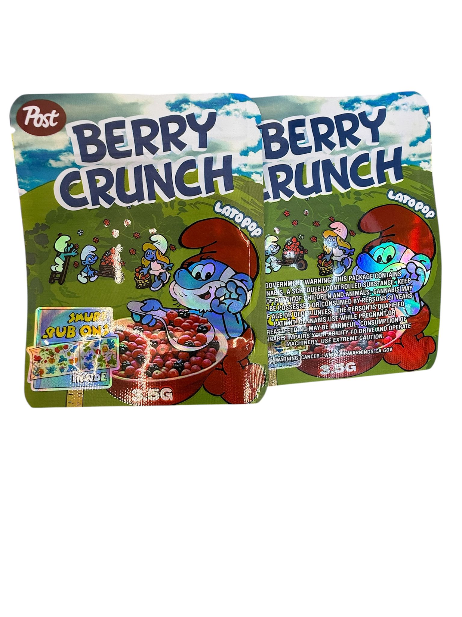 50 Berry Crunch 3.5-gram empty Mylar bags