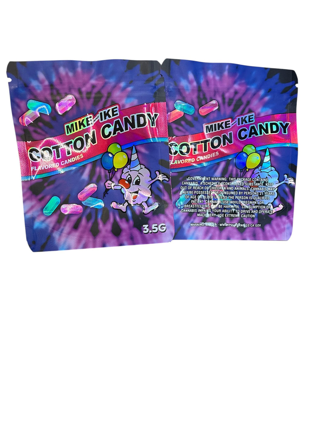 50 Mike Ike Cotton Candy 3.5-gram empty Mylar bags