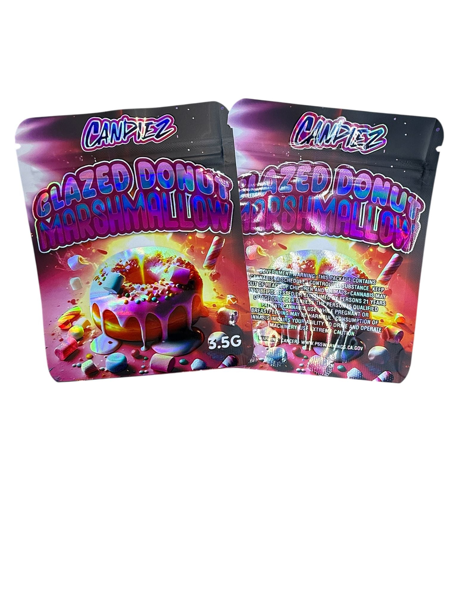 50 Candiez Glazed Donut Marshmallow 3.5-gram empty Mylar bags