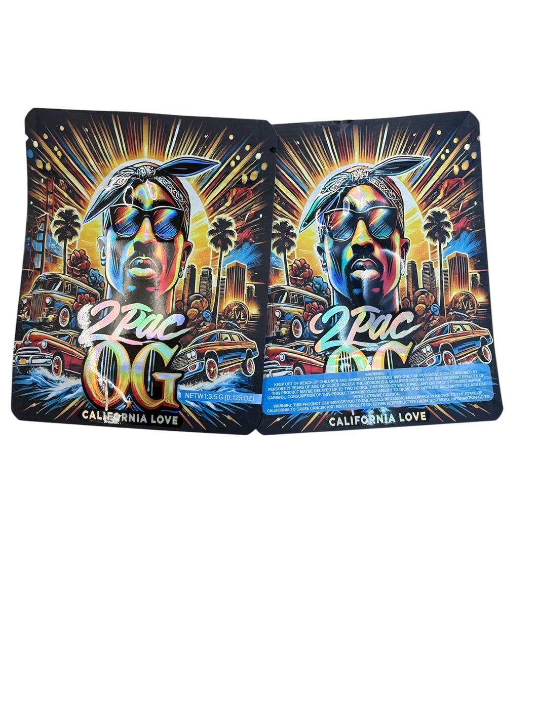 50 2Pac OG California Love 3.5-gram empty Mylar bags