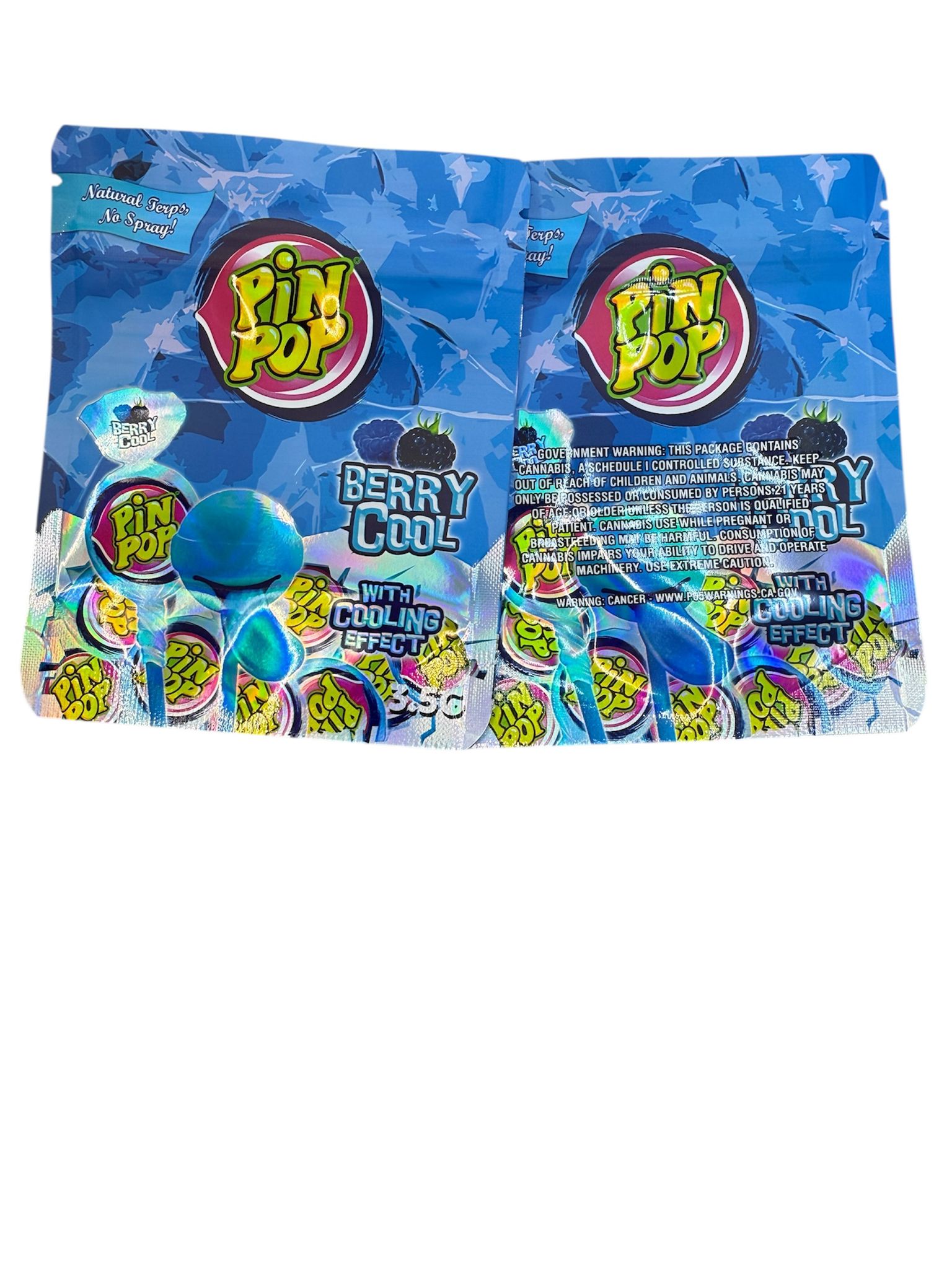 50 Pin Pop Berry Cool 3.5-gram empty Mylar bags
