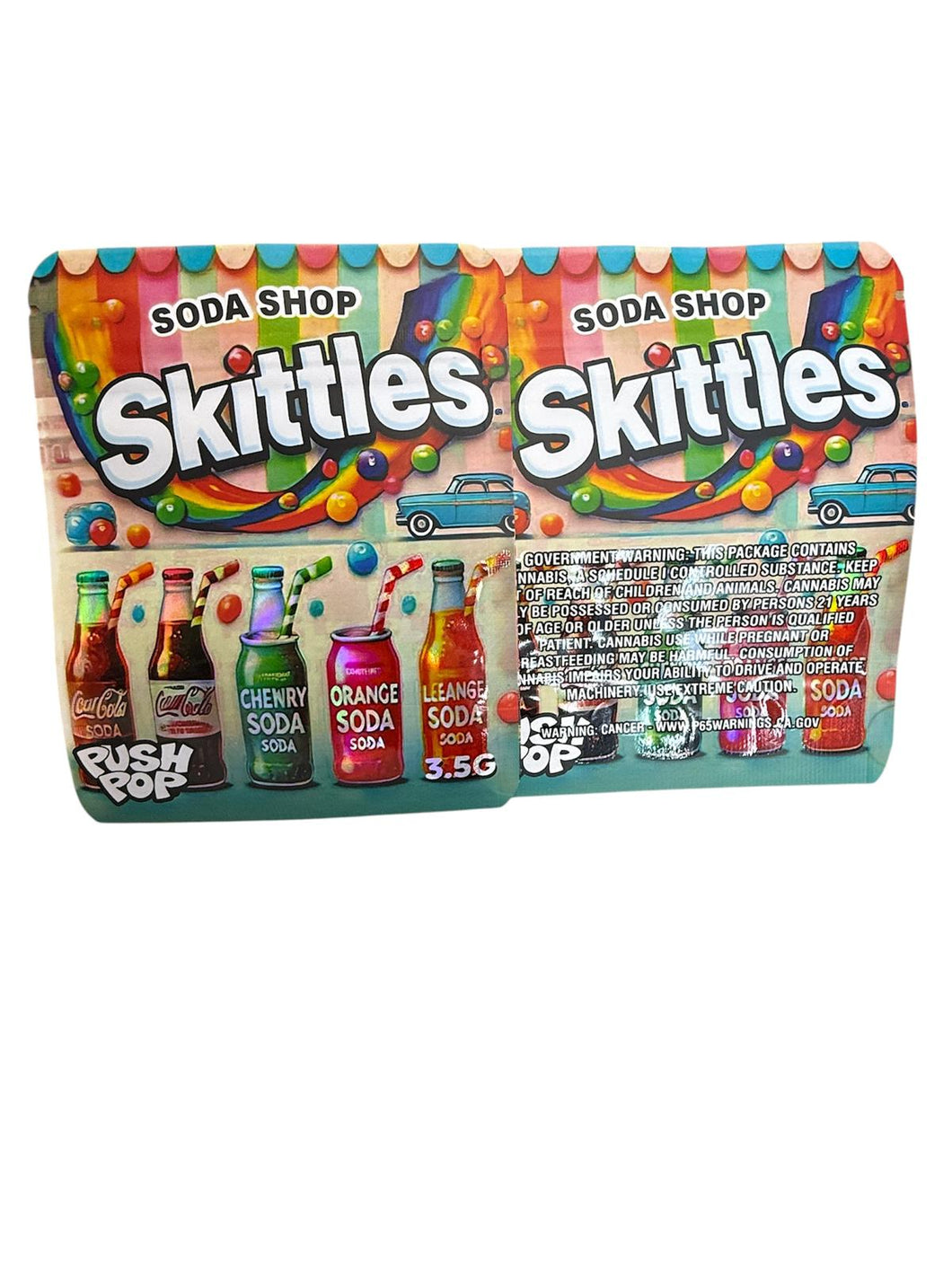50 Skittles Soda Shop 3.5-gram empty Mylar bags