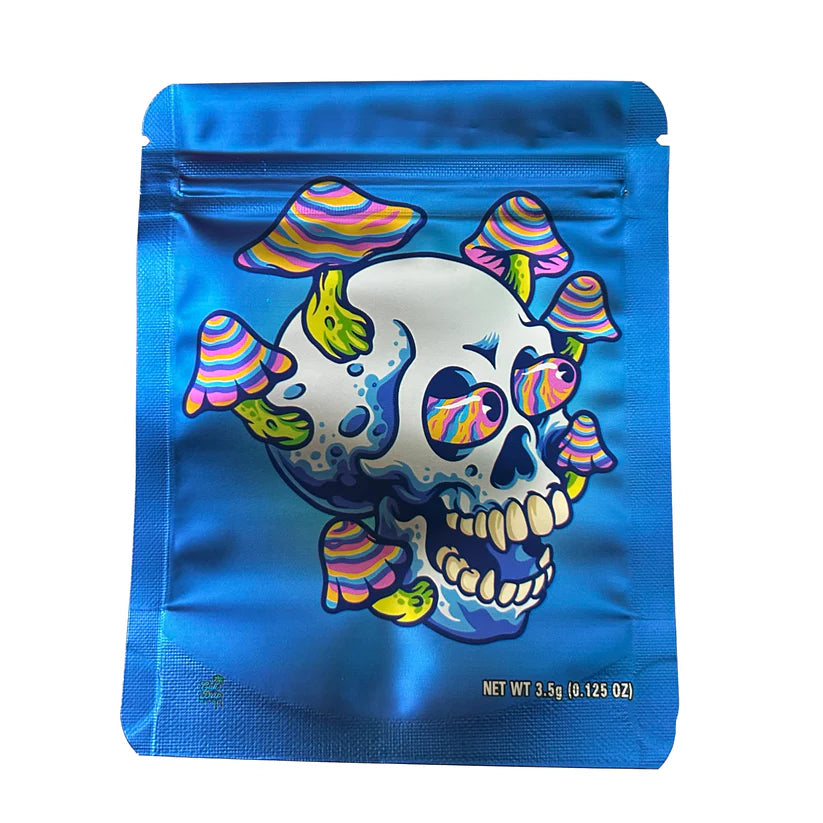 Skeleton Shroom 3.5G Mylar Bags.