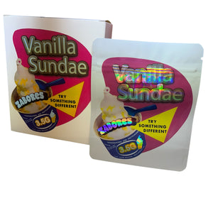 50 Vanilla Sundae 3.5 G Mylar Bags With 50 Carton Box