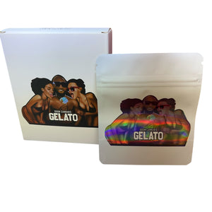 50 Gelato 3.5 G Mylar Bags With 50 Carton Box