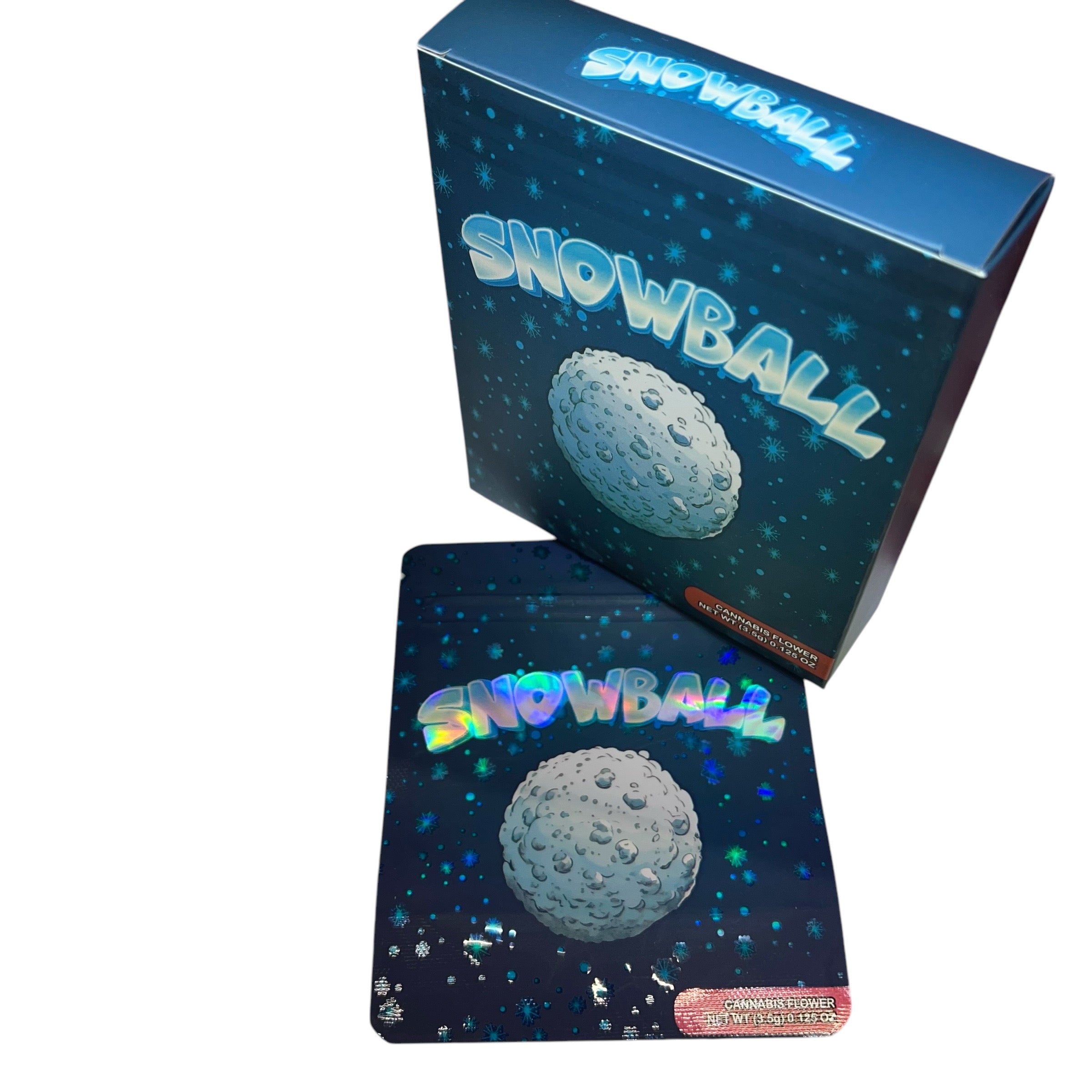 50 Snowball 3.5 G Mylar Bags With 50 Carton Box.