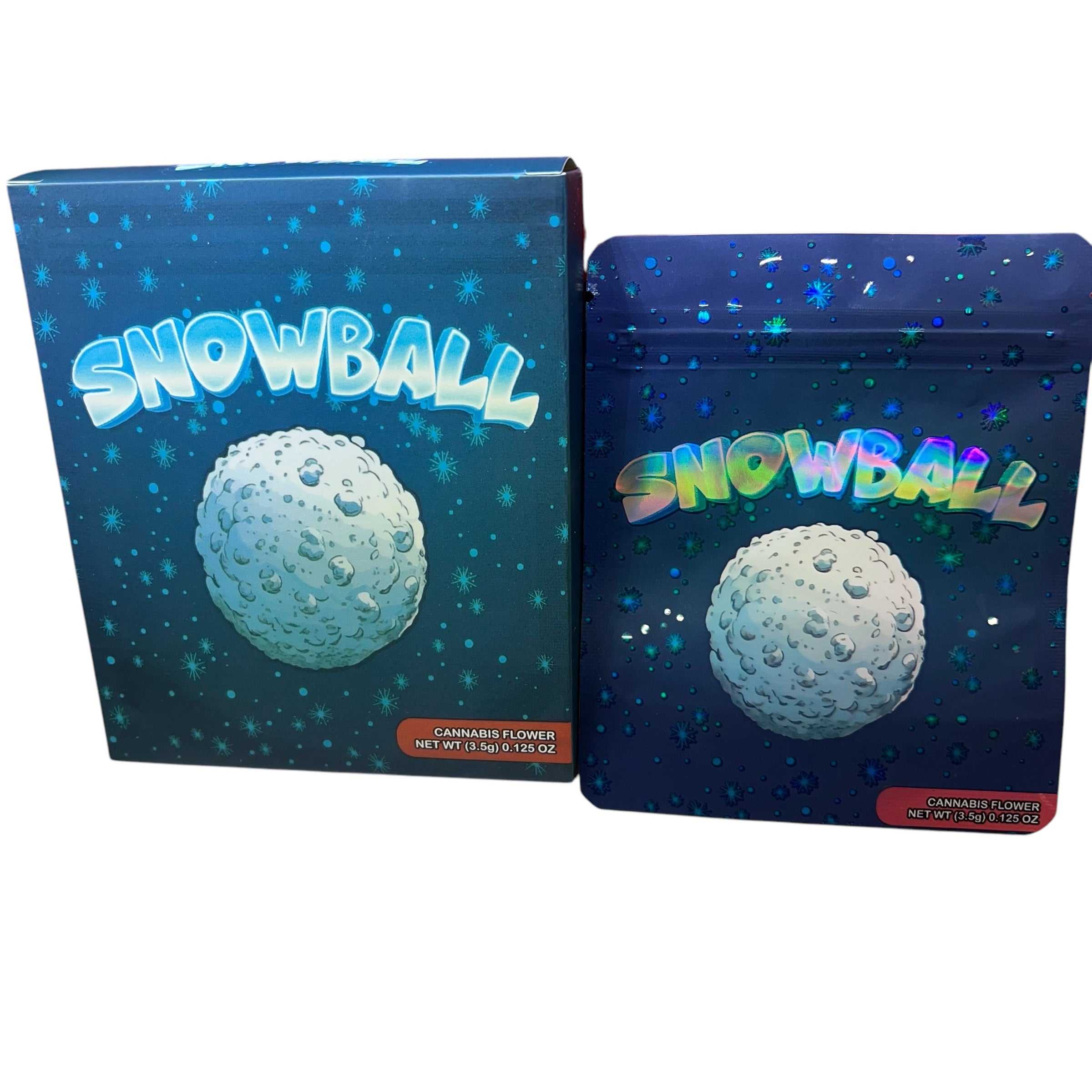 50 Snowball 3.5 G Mylar Bags With 50 Carton Box.