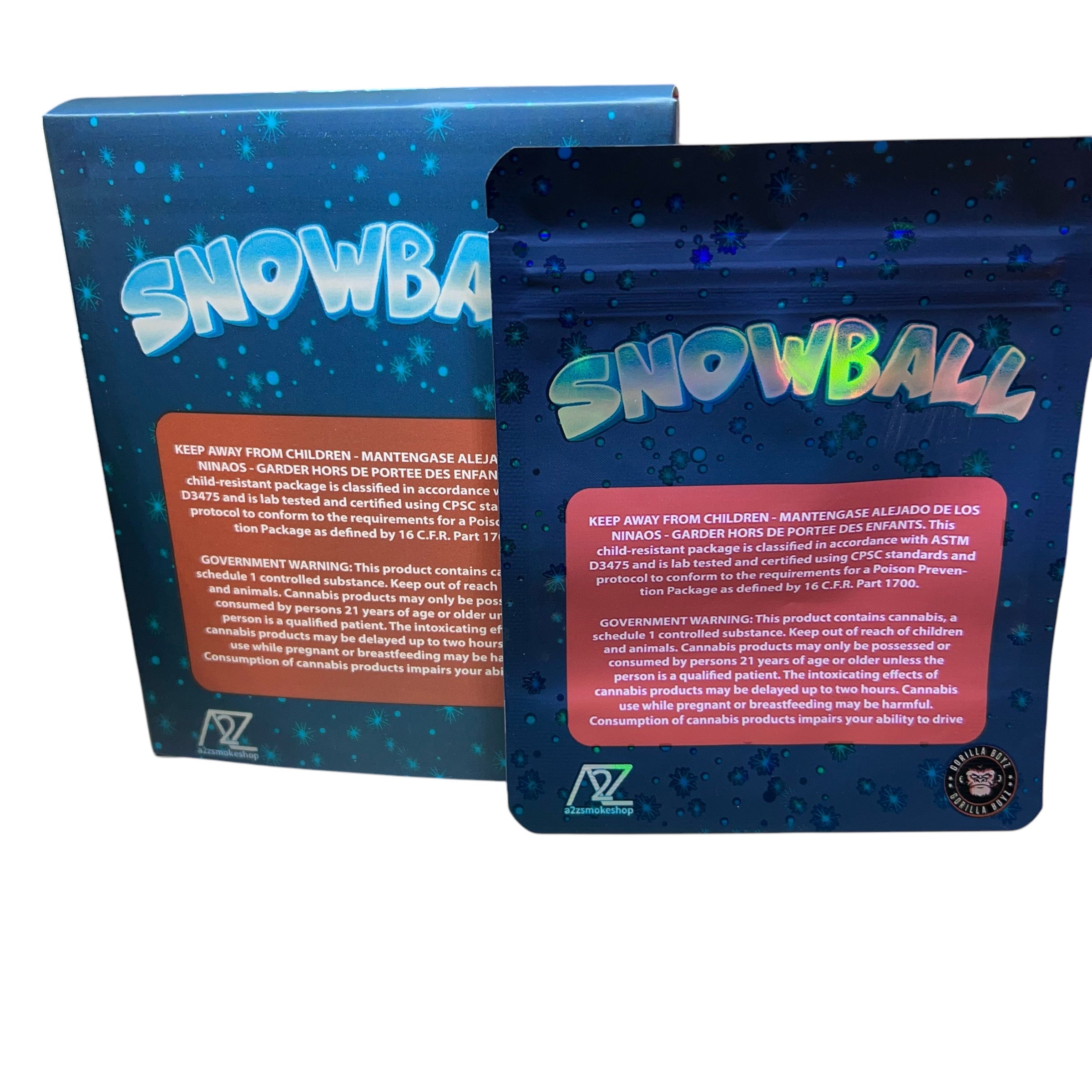 50 Snowball 3.5 G Mylar Bags With 50 Carton Box.