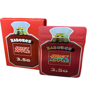 50 Juicy Apple Zabores 3.5 G Mylar Bags With 50 Carton Box