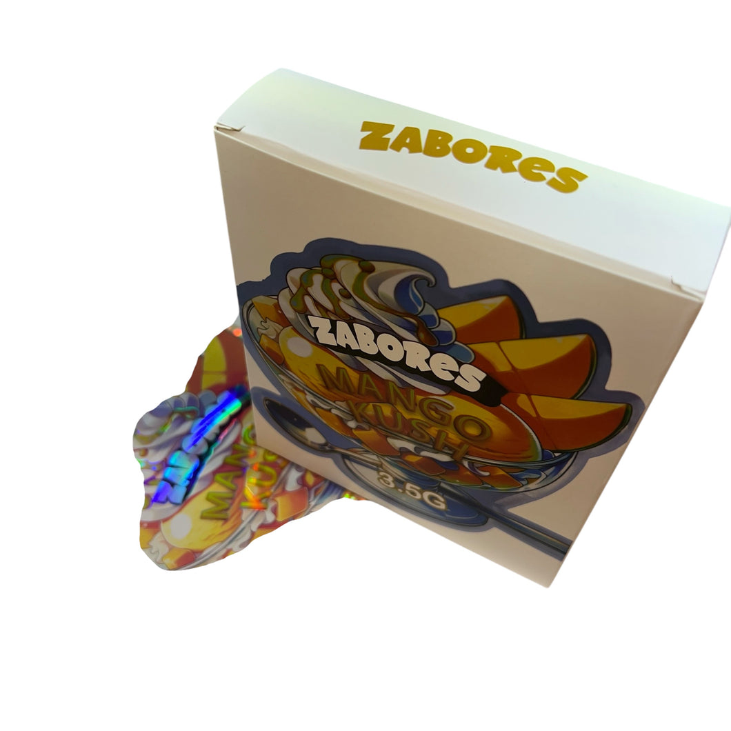 50 Mango Kush Zabores 3.5 G Mylar Bags With 50 Carton Box