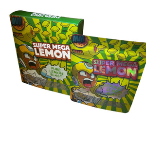 50 Super Mega Lemon 3.5 G Mylar Bags With 50 Carton Box