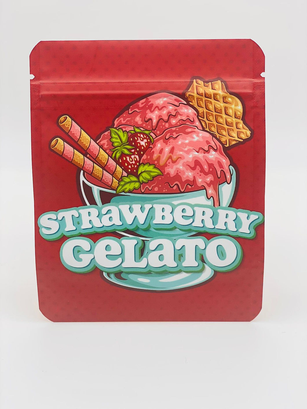 50 Strawberry Gelto  3.5 gram empty Mylar bags