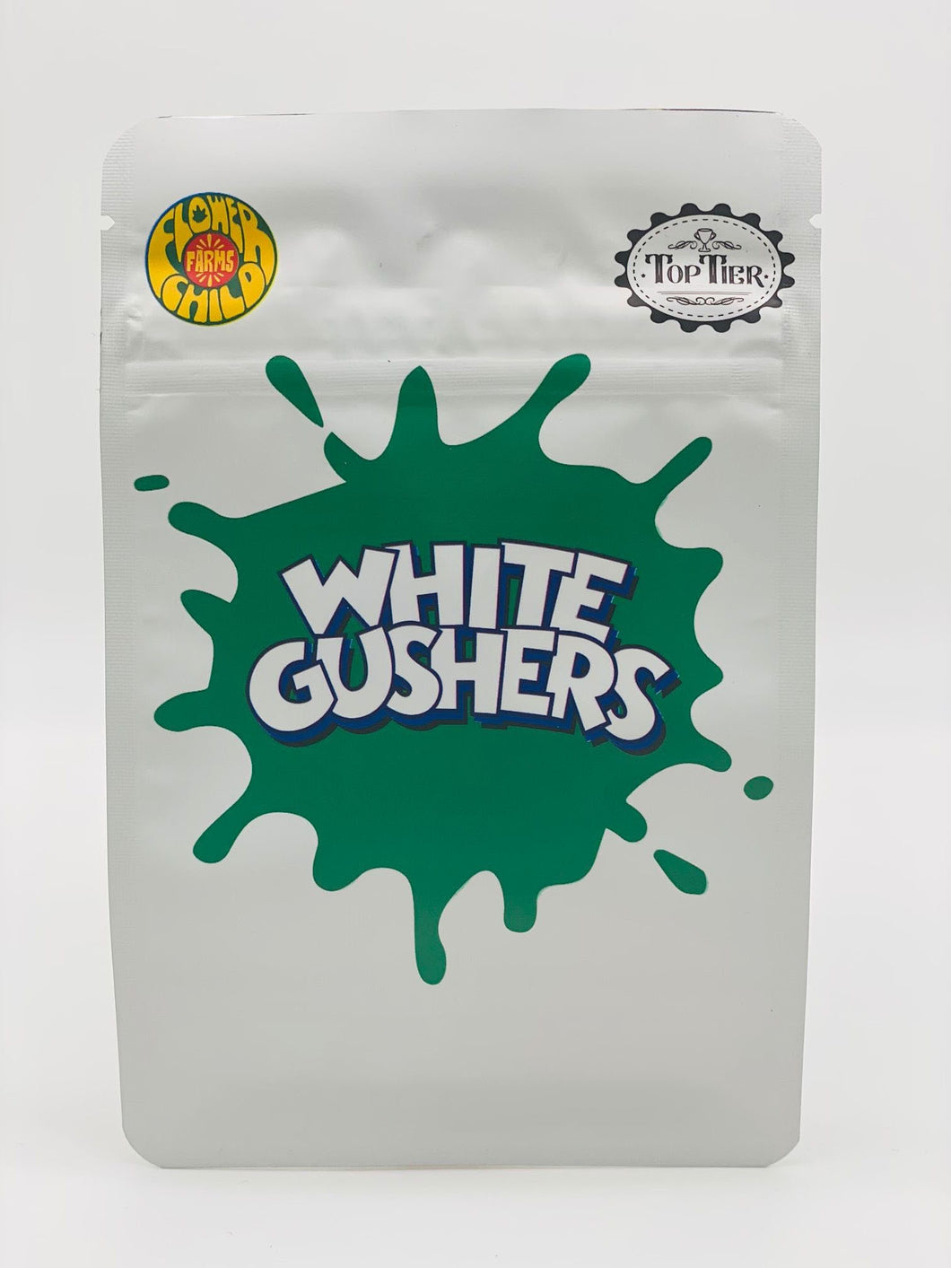 50 White Gushers  3.5 gram empty Mylar bags