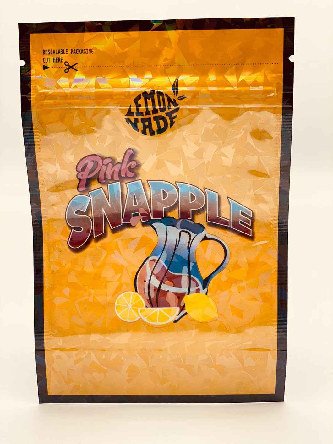 50 Pink Snapple 3.5 gram empty Mylar bags