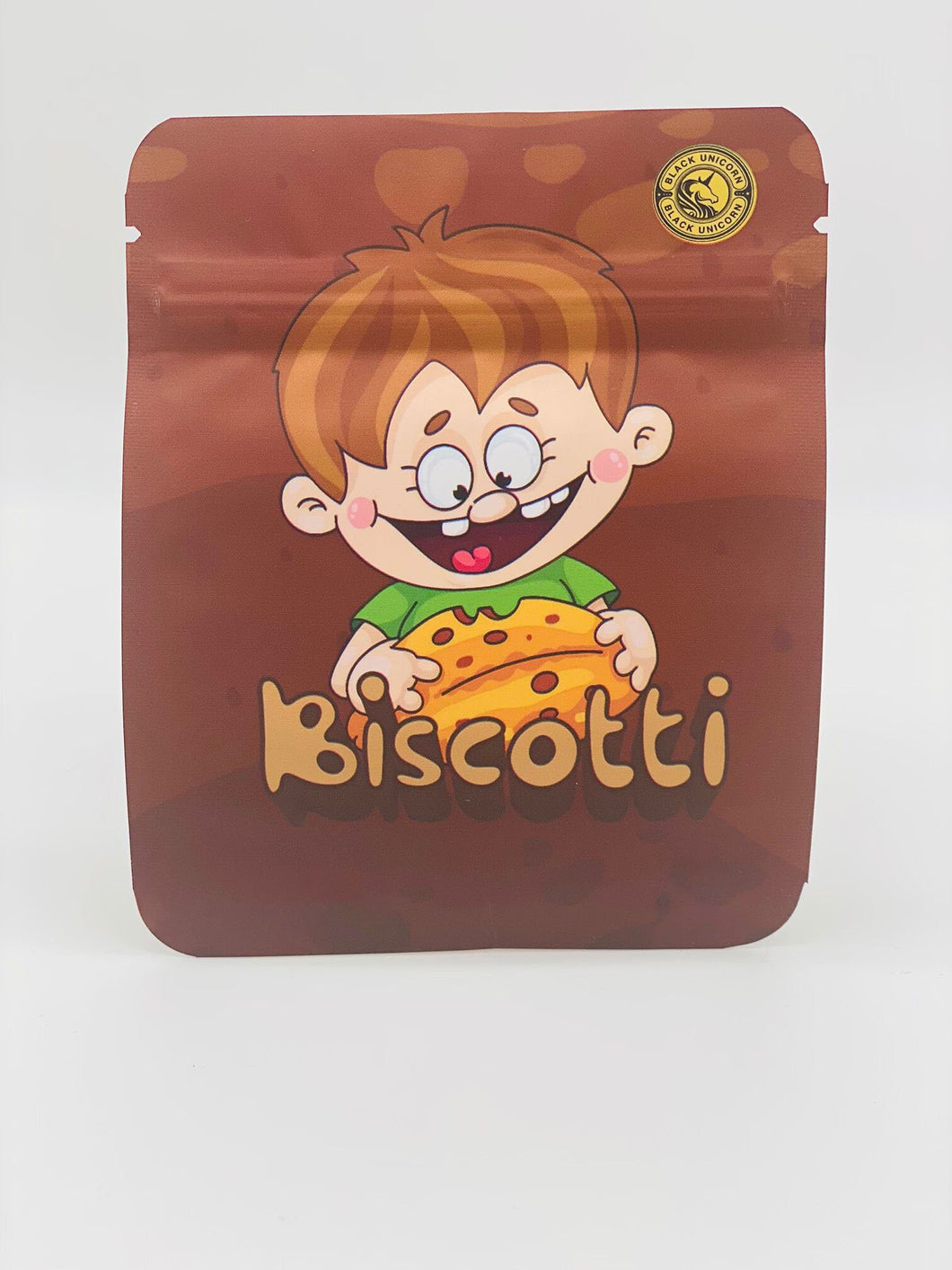 50 Biscotti 3.5-gram empty Mylar bags.