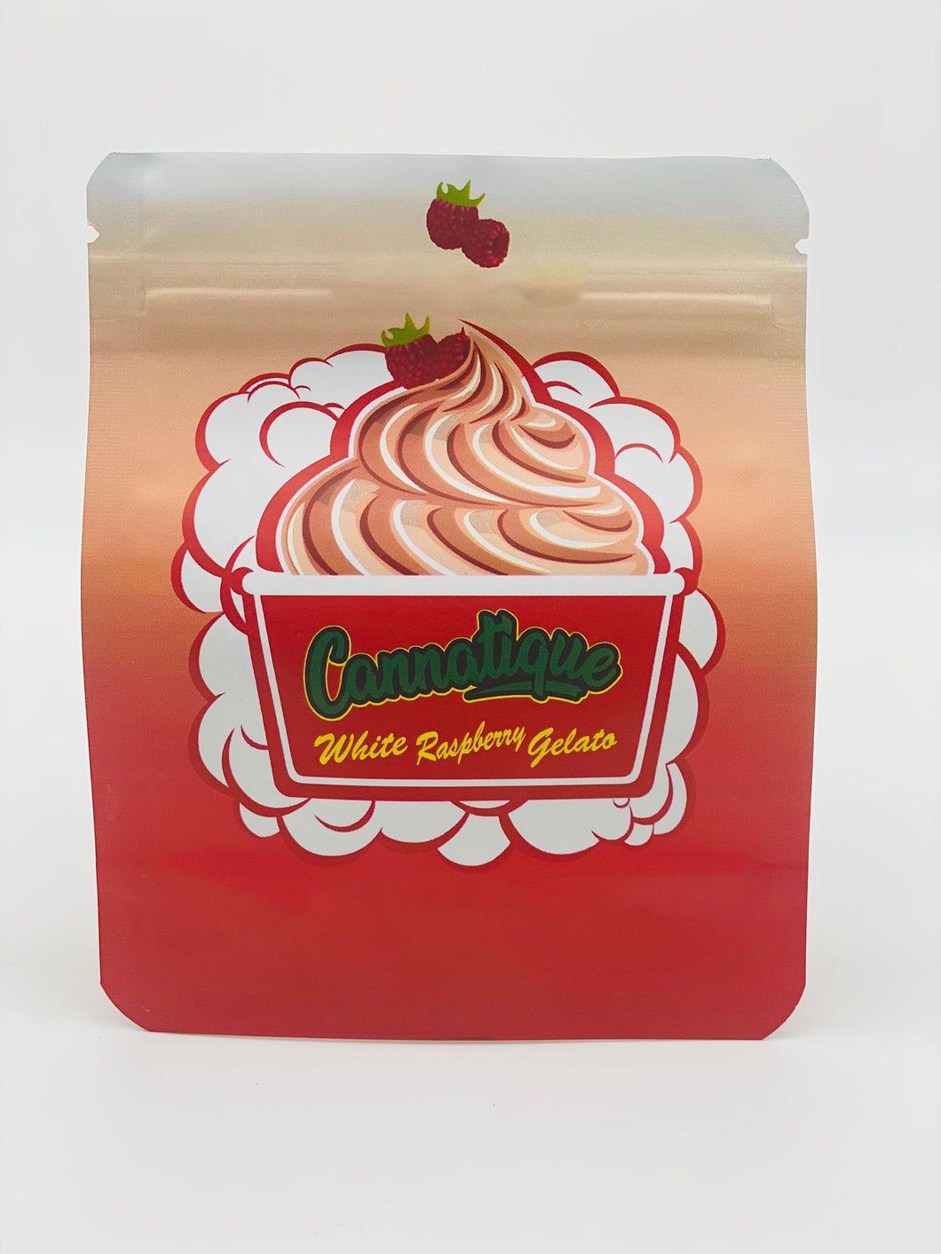 50 Cannatique White Raspberry Gelato 3.5-gram empty Cut Mylar bags