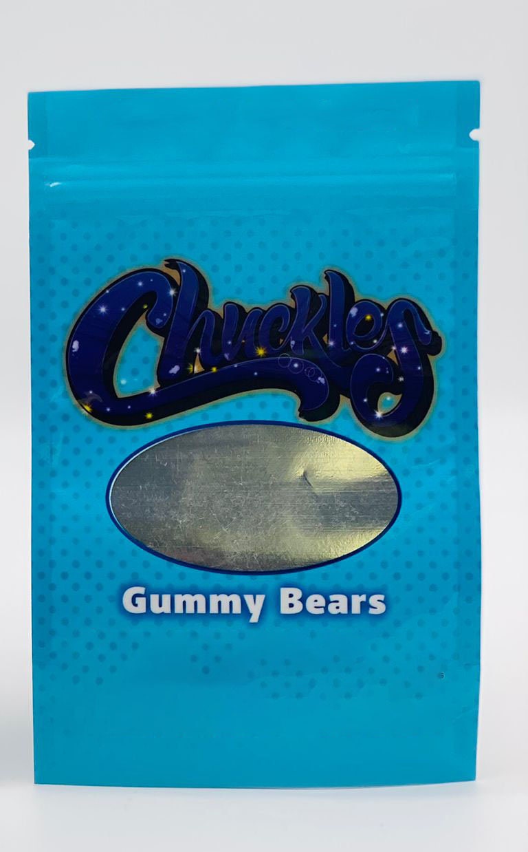 50 Chuckles Gummy Bears  3.5 gram empty Mylar bags