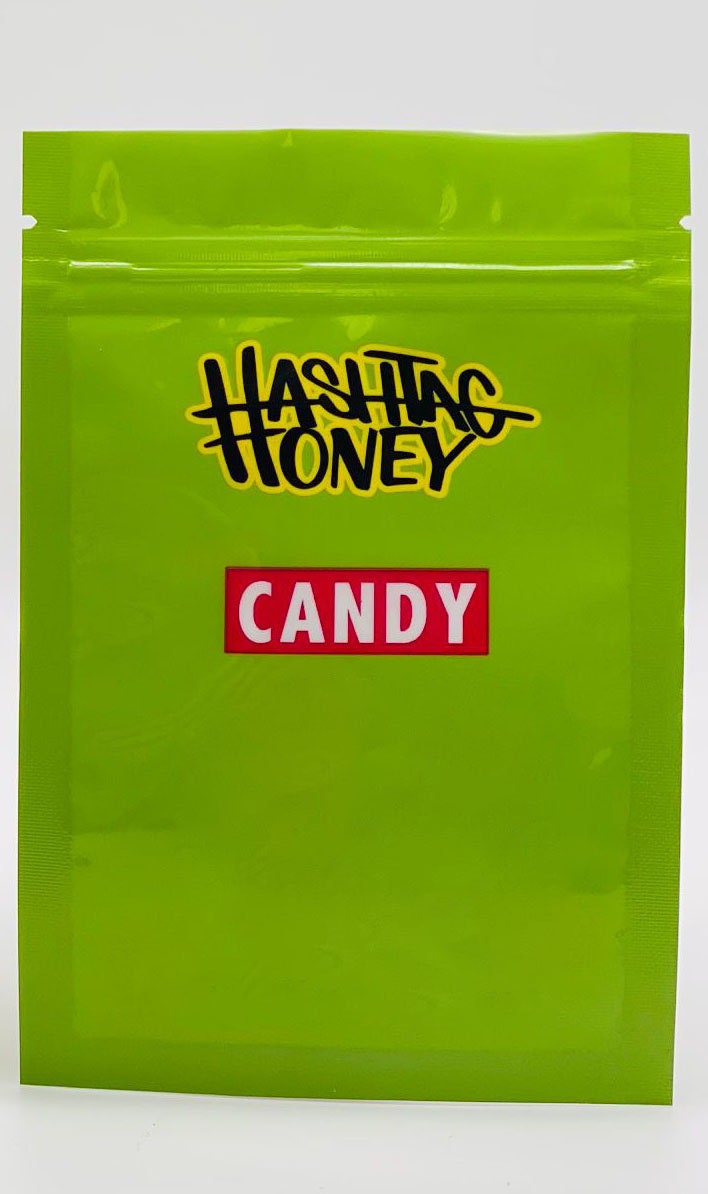 50 Hashtag Honey Candy  3.5 gram empty Mylar bags